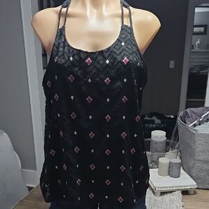 Candie's Black and Pink Sequin Backless Tank Top